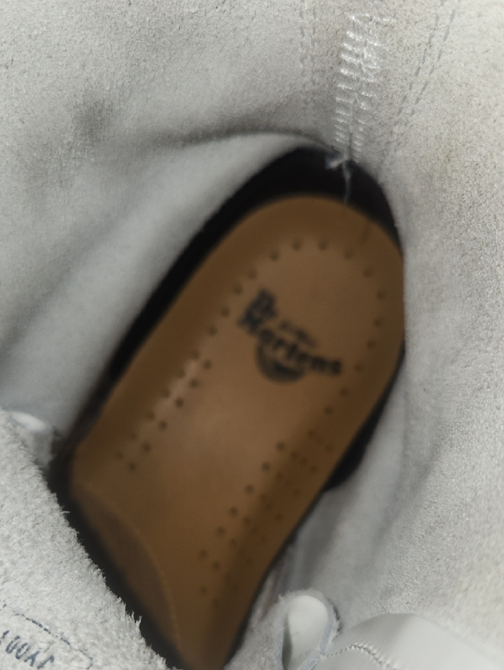 Dr. Martens White Lace-Up Combat Boots with Black Trim - Picture 2 of 3